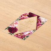 Elegant Burgundy and Blush Peony Floral Birthday Acryl Uitnodigingen (Laagn)