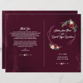 Elegant burgundy bloemmotief geometrisch trouwprog (Voorkant / Achterkant)