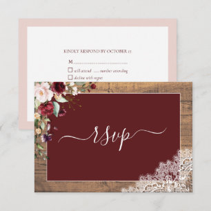 Elégant Burgundy Blush Botanique Dentelle RSVP