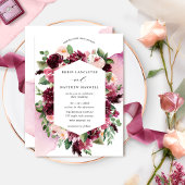 Elegant Burgundy Blush en Roze Geometrische Floral Kaart