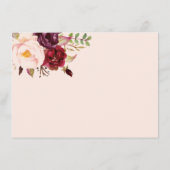 Elegant Burgundy & Blush Floral Reception Enclosur Informatiekaartje (Achterkant)