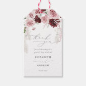 Elegant Burgundy Blush Pink Rose Weddenschap Bedan Cadeaulabel (Voorkant)