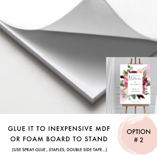 Elegant Burgundy Blush Pink Weddenschap Welkomstte Poster