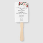 Elegant Burgundy Blush Wedding Ceremony Programme Handwaaier (Voorkant)