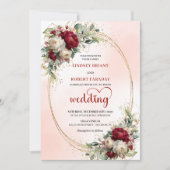 Elegant Burgundy Boho Botanical Wedding Invitation (Devant)