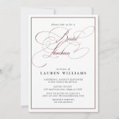 Elegant Burgundy Calligraphy Bridal Luncheon Kaart (Voorkant)