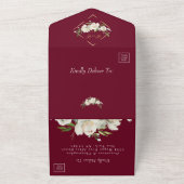 Elegant Burgundy Champagne Gold Roos Wedding All In One Uitnodiging