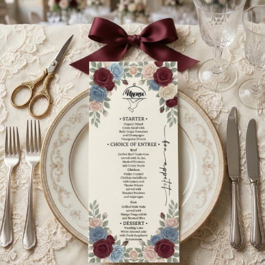 Elegant Burgundy Chic Wedding Menu
