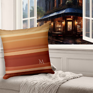 Elegant Burgundy Cream Striped Pattern Pillow Kussen