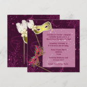 Elegant Burgundy Custom Masquerade Ball Invitation Kaart (Voorkant / Achterkant)