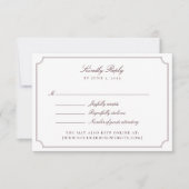 Elegant Burgundy Double Frame Wedding RSVP Card (Voorkant)