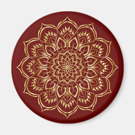 Elegant Burgundy en Gold Floral Mandala Pattern Magneet