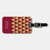 Elegant Burgundy Faux Gold Triangle Bagagelabel (Voorkant horizontaal)