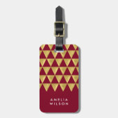 Elegant Burgundy Faux Gold Triangle Bagagelabel (Voorkant verticaal)