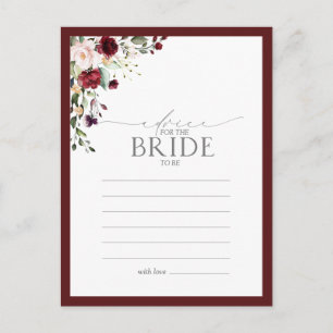 Elegant Burgundy Floral advies aan de bride Briefkaart