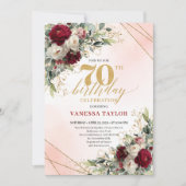 Elegant Burgundy Floral Boho Milestone Invitation (Devant)