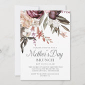 Elegant Burgundy Floral Boho  Moederdag Kaart (Voorkant)
