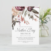 Elegant Burgundy Floral Boho  Moederdag Kaart (Staand voorkant)