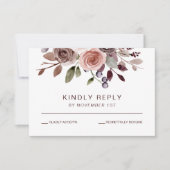 Elegant burgundy Floral Fall Wedding RSVP-kaart RSVP Kaartje (Voorkant)