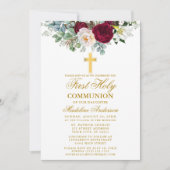 Elegant Burgundy Floral Greenery Community Kaart (Voorkant)