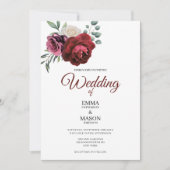 Elegant Burgundy Floral Kaart (Voorkant)