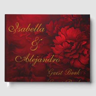 Elegant Burgundy Floral Wedding Gastenboek