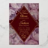 Elegant Burgundy Floral Wedding Invitation  (Recto)