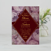 Elegant Burgundy Floral Wedding Invitation  (Debout devant)