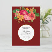 Elegant Burgundy Floral Wedding Invitation Kaart (Staand voorkant)
