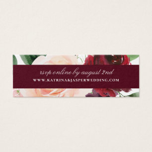 Elegant Burgundy Floral Wedding Website RSVP Mini Visitekaartjes