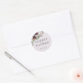 Elegant Burgundy Flower Personalized Wedding Ronde Sticker (Envelop)