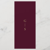 Elégant Burgundy Gold Agate Menu Mariage (Dos)