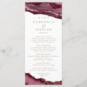 Elégant Burgundy Gold Agate Menu Mariage (Devant)