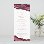 Elegant Burgundy Gold Agate Wedding Menu (Staand voorkant)