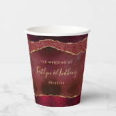 Elegant Burgundy & Gold Agate Wedding Papieren Bekers (Voorkant)