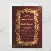Elegant Burgundy & Gold Floral Frame Wedding Kaart (Voorkant)