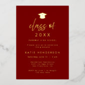 Elegant Burgundy Gold Graduation Party Invitation (Recto)