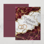 Elegant Burgundy & Gold Marble Wedding Invitation (Devant / Derrière)