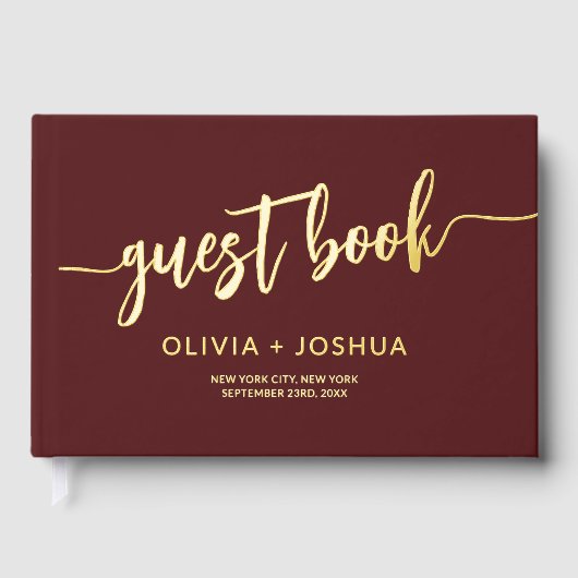 Élégant Burgundy Gold Moderne Script minimaliste (Recto)
