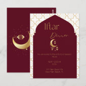 Elegant Burgundy & Gold Ramadan Iftar Invitation Briefkaart (Voorkant / Achterkant)