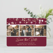 Elegant Burgundy Gold Wedding Photo Save the Date (Staand voorkant)