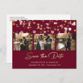 Elegant Burgundy Gold Wedding Photo Save the Date Aankondigingskaart (Voorkant / Achterkant)