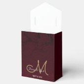 Elegant Burgundy Gold White WeduwMonogram Bedankdoosjes (Geopend)