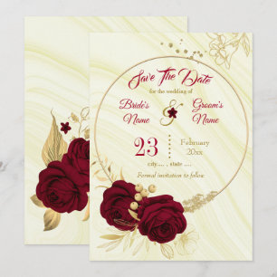 elegant burgundy goudmarmer save the date