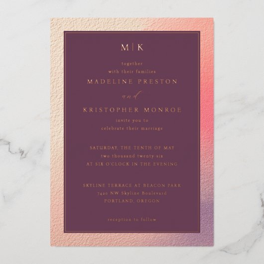 Elegant Burgundy Gradient Invitations (Recto)