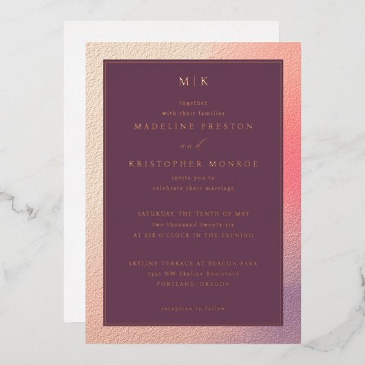 Elegant Burgundy Gradient Invitations (Recto/Verso)