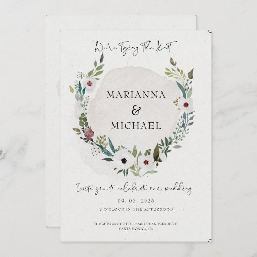 Elegant Burgundy Greenery Thin Script Wedding (Voorkant / Achterkant)