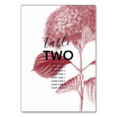 Elegant Burgundy Hydrangea Wedding Guest Names Kaart (Achterkant)