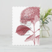 Elegant Burgundy Hydrangea Wedding Invitting Kaart (Staand voorkant)