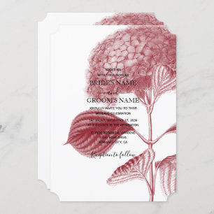 Elegant Burgundy Hydrangea Wedding Invitting Kaart